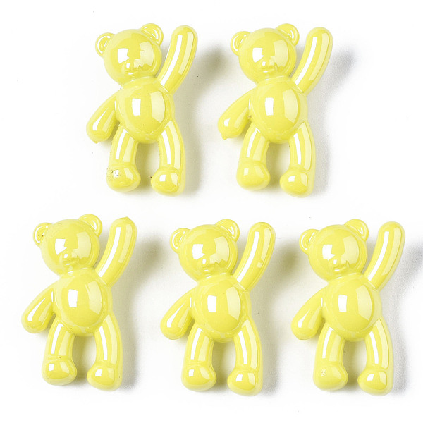 

PandaHall Opaque Acrylic Pendants, Pearl Luster Plated, Bear, Yellow, 36x22x13.5mm, Hole: 2.5mm Acrylic Bear Yellow