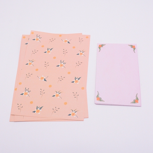 

PandaHall Paper Envelopes & Letter Papers Set, Rectangle with Flower Pattern, Coral, 15~21x9~14.5x0.01~0.05cm, 9pcs/set Paper Flower Red