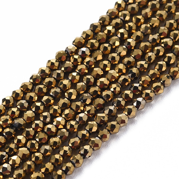 

PandaHall Electroplated Glass Beads Strands, Faceted, Rondelle, Golden Plated, 2mm, Hole: 0.5mm, about 192~194pcs/strand, 12.99~13.39 inches...