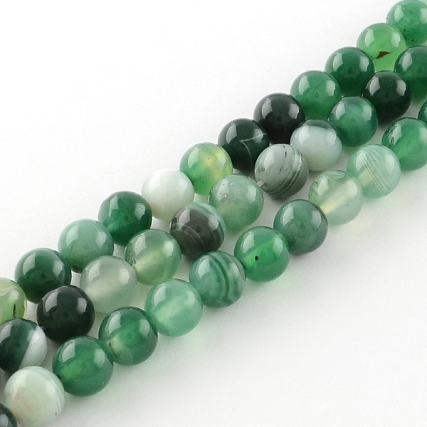 

PandaHall Dyed Natural Striped Agate/Banded Agate Round Bead Strands, Dark Sea Green, 6mm, Hole: 1mm, about 62pcs/strand, 15.7 inch Banded...