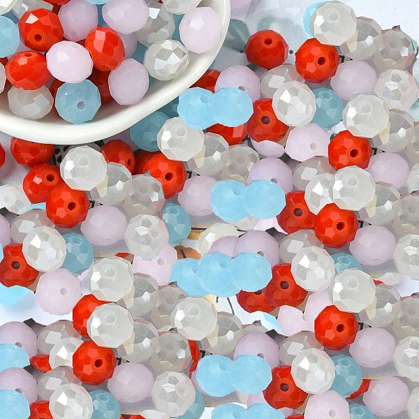 

PandaHall Glass Beads, Faceted, Rondelle, Orange Red, 10x8mm, Hole: 1mm, about 560pcs/500g Glass Rondelle