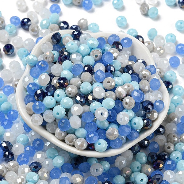 

PandaHall Glass Beads, Faceted, Rondelle, Light Blue, 6x5mm, Hole: 1mm, about 280pcs/60g Glass Rondelle