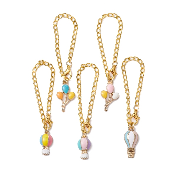 

PandaHall Hot Air Balloon Alloy Enamel Cup Pendant Decorations, with Lobster Claw Clasps and Iron Curb Chains, Golden, 132~135mm..., Multicolor