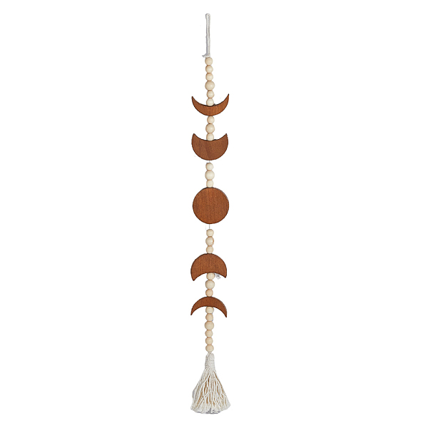 

PandaHall SUPERFINDINGS Beaded Camel Moon Phase Wall Hanging Pendant Bohemian Ethnic Style Tassel Garland Wooden Flat Wall Decoration for..., Brown