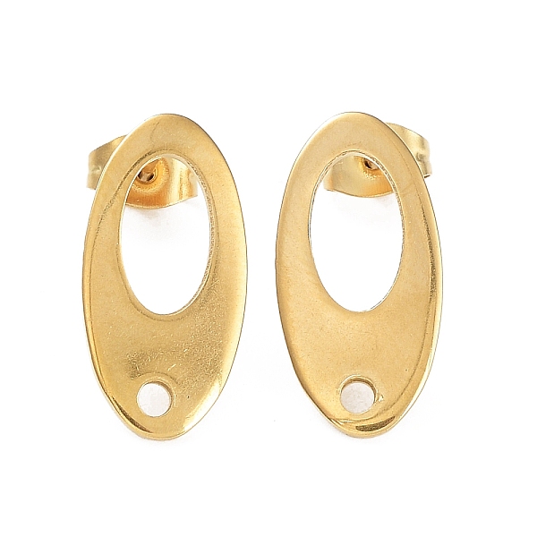 

PandaHall 304 Stainless Steel Hollow Stud Earring Finding, Oval, Real 18K Gold Plated, 18.5x9.5mm, Hole: 1.8mm 304 Stainless Steel Oval