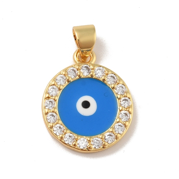 

PandaHall Brass Micro Pave Clear Cubic Zirconia Pendants, Enamel Pendants, Cadmium Free & Lead Free, Long-Lasting Plated, Flat Round with..., Blue
