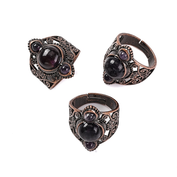 Natürliche Amethyst Retro-Fingerringe