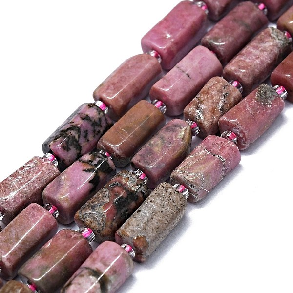 PandaHall Natural Rhodonite Beads Strands, Nuggets, 11~14x6~8mm, Hole: 0.9mm, about 28~32pcs/strand, 15.75''(40cm) Rhodonite Nuggets