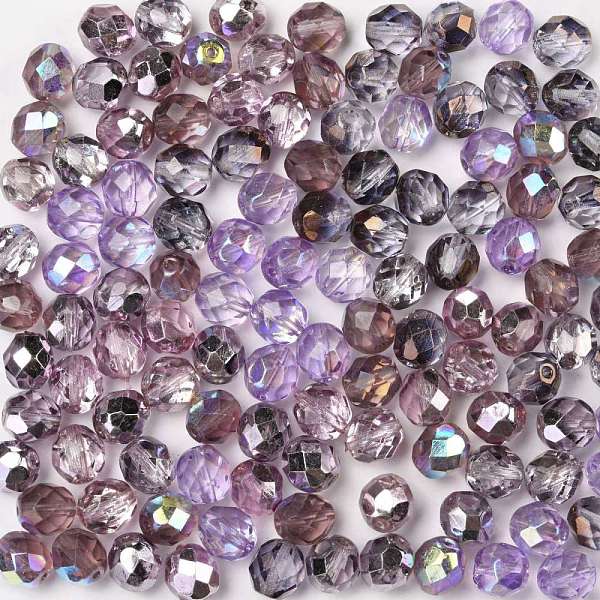 

PandaHall Fire-Polished Czech Glass Beads, Faceted, Ananas, Purple, 7.5~8x8mm, Hole: 1.2mm, about 120pcs/bag Czech Glass Round Purple