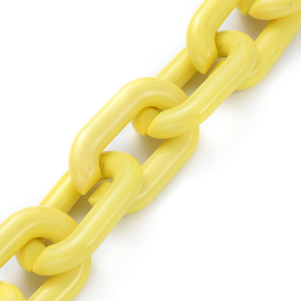 

PandaHall Handmade Beaded Chain, Opaque Acrylic Linking Rings, Quick Link Connectors, Oval, Yellow, Link: 31x19.5x5mm, about 39.37 inch...