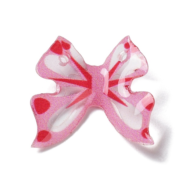 

PandaHall Transparent Resin Pendants, 2-hole, Bowknot Charms, Pearl Pink, 16x16x2mm, Hole: 1.2mm Resin Bowknot Pink
