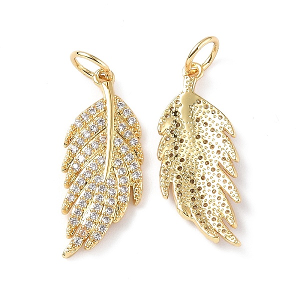 

PandaHall Brass Micro Pave Cubic Zirconia Pendants, with Jump Ring, Real 18K Gold Plated, Leaf, Clear, 22x8.5x2mm, Hole: 3.6mm Brass+Cubic...