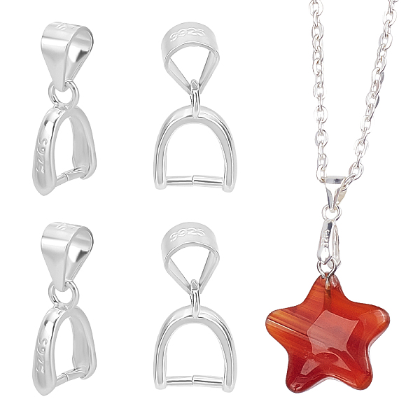 

PandaHall 925 Sterling Silver Pendant Bail Connector, 4pcs Ice Pick Pinch Clasp Metal Bail Clasp Dangle Charm Jewellery Clasps for Pendants...