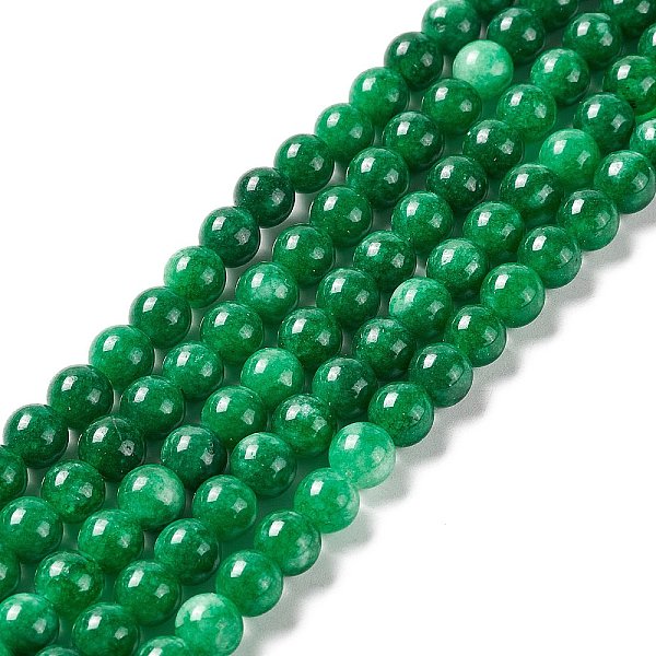 

PandaHall Natural Jade Round Beads Strand, Dyed, Green, 6mm, Hole: 0.8mm, about 62pcs/strand, 15.35''(39cm) Other Jade Round Green