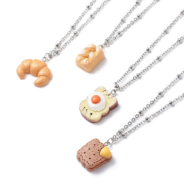 

PandaHall Bread Shape Resin Pendant Necklaces, 304 Stainless Steel Cable Chains Necklace for Women, Mixed Color, 19.17 inch(48.7cm) Resin..., Multicolor