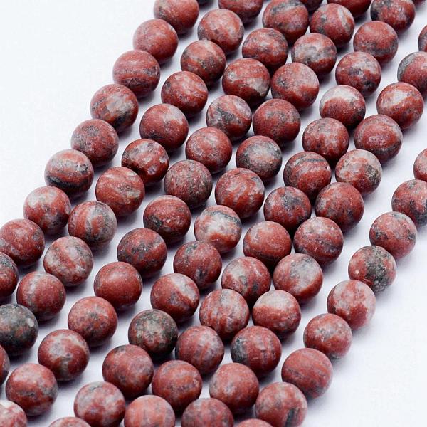 

PandaHall Natural Sesame Jasper/Kiwi Jasper Beads Strands, Frosted, Round, 10~10.5mm, Hole: 1mm, about 38pcs/strand, 14.9 inch(38cm) Sesame..., Red