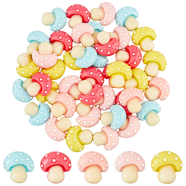 

PandaHall DICOSMETIC 60Pcs 5 Colors Opaque Resin Cabochons, Mushroom, Mixed Color, 22~23x21.5~22x7mm, 12pcs/color Resin Mushroom Multicolor
