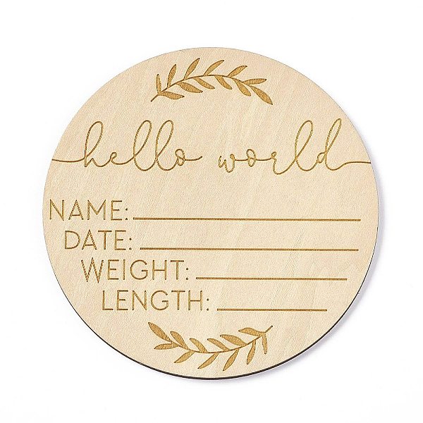

PandaHall Wooden Hello World Baby Photo Props, Birth Announcement Plaques, Wooden Growth Milestone Signs, Flat Round, 9.9x0.3cm Wood Flat...