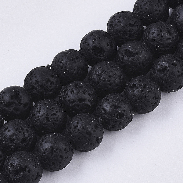 Brins de perles de pierre de lave naturelle peintes à la bombe