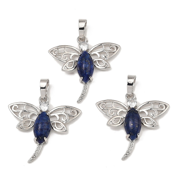 

PandaHall Rack Plating Brass Pendants, with Natural Lapis Lazuli, Dragonfly Charms, Platinum, 30x30.5x6mm, Hole: 8x5mm Lapis Lazuli...