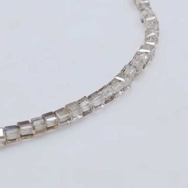 

PandaHall Transparent Cube Shaped Crystal Glass Beads Strands, Faceted, Light Grey, 2x2x2mm, Hole: 1mm, about 101pcs/strand, 9 inch Glass..., Gray