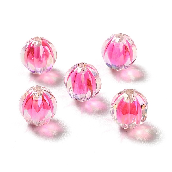 

PandaHall Two Tone UV Plating Rainbow Iridescent Acrylic Beads, Pumpkin, Deep Pink, 15.5x14.5~15mm, Hole: 2.7~2.8mm Acrylic Pumpkin