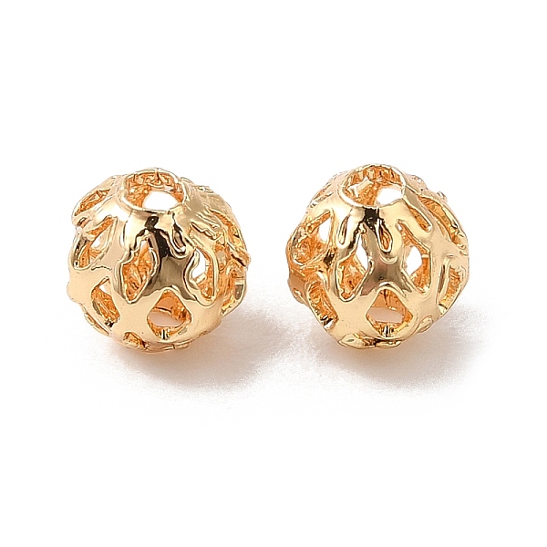 

PandaHall Hollow Brass Beads, Round, Real 18K Gold Plated, 4.5~5x4.5mm, Hole: 1.5mm Brass Round