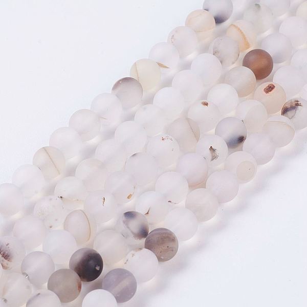 

PandaHall Natural Agate Beads Strands, Frosted, Round, 6mm, Hole: 1mm, about 64pcs/strand, 15.3 inch Natural Agate Round