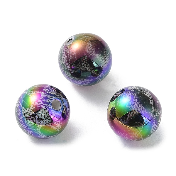 

PandaHall UV Plating Opeque Acrylic Beads, Iridescent, Round, Round, 15.5x15mm, Hole: 2.5mm Acrylic Round