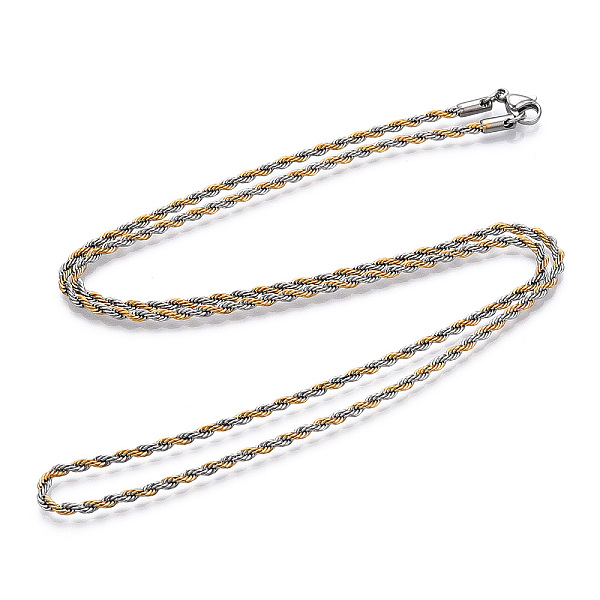 

PandaHall Two Tone 304 Stainless Steel Rope Chains Necklace for Men Women, Golden & Stainless Steel Color, 25.00x0.10 inch(63.5x0.25cm) 304...