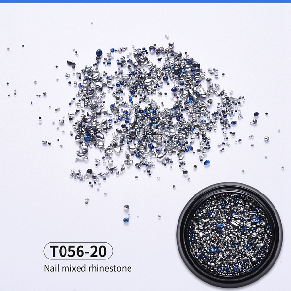 

PandaHall Glass Oval Beads & Rhinestone, No Hole/Undrilled, Nail Art Decoration Accessories for Women, Blue, 0.7~4x0.7~3x0.7~2.5mm, Box...