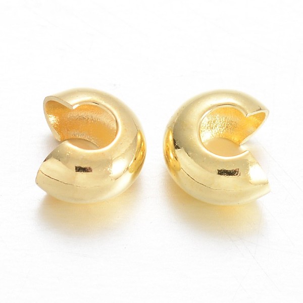 

PandaHall Brass Crimp Beads Covers, Golden, 5mm In Diameter, Hole: 3mm Brass