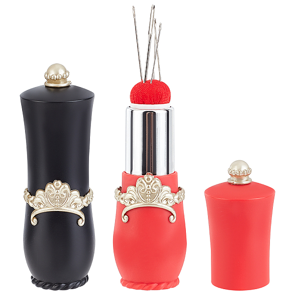 

PandaHall CHGCRAFT 2 Sets 2 Colors Sponge Sewing Needles Storage, with Needles, PP Plastic Tube, Needle Cushion, Lipstick-shaped, Mixed..., Multicolor