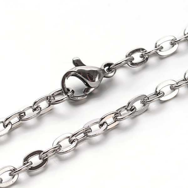 

PandaHall 304 Stainless Steel Cable Chains Necklaces, with Lobster Clasps, Stainless Steel Color, 23.7 inch(60.2cm) 304 Stainless Steel
