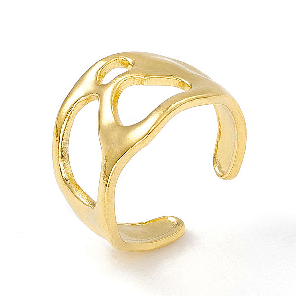 

PandaHall Ion Plating(IP) 304 Stainless Steel Wide Hollow Open Cuff Ring for Women, Real 18K Gold Plated, US Size 7(17.3mm) 304 Stainless...