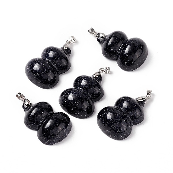 

PandaHall Synthetic Blue Goldstone Pendants, with Platinum Tone Brass Findings, Gourd Charm, 35x25x12mm, Hole: 4x4mm Blue Goldstone...