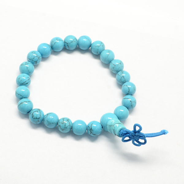 Buddha Meditation Synthetic Turquoise Beaded Stretch Bracelets