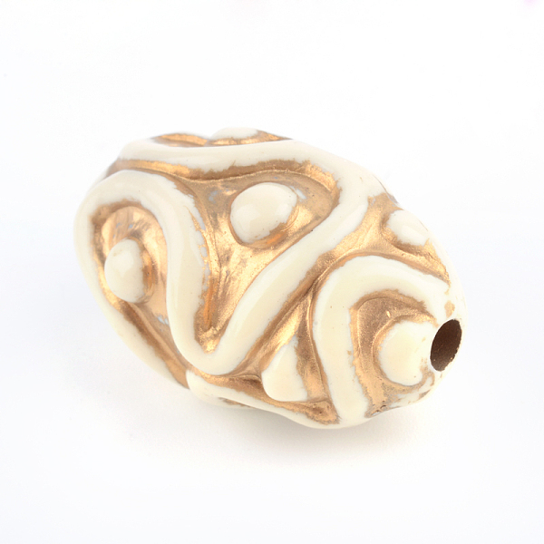 

PandaHall Oval Plating Acrylic Beads, Golden Metal Enlaced, Beige, 33.5x20.5x20.5mm, Hole: 3.5mm, about 73pcs/500g Acrylic Oval Yellow