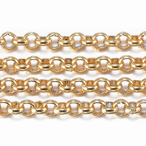 

PandaHall Ion Plating(IP) 304 Stainless Steel Rolo Chains, Belcher Chain, Unwelded, with Spool, Golden, 2.5x0.8mm, about 65.61 Feet...
