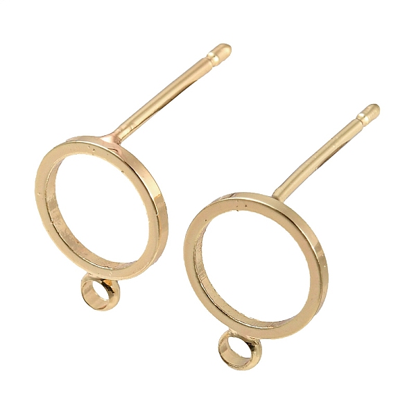 

PandaHall Brass Stud Earring Findings, Round Ring, with Horizontal Loop, Real 18K Gold Plated, 10.5x8mm, Hole: 1.5mm, Pin: 0.8mm Brass Ring