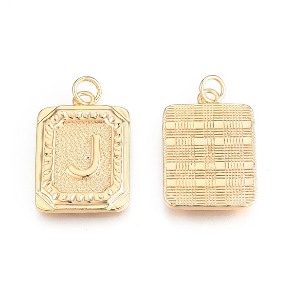 

PandaHall Brass Pendants, with Jump Rings, Cadmium Free & Nickel Free & Lead Free, Rectangle with Letter, Real 18K Gold Plated, Letter.J...