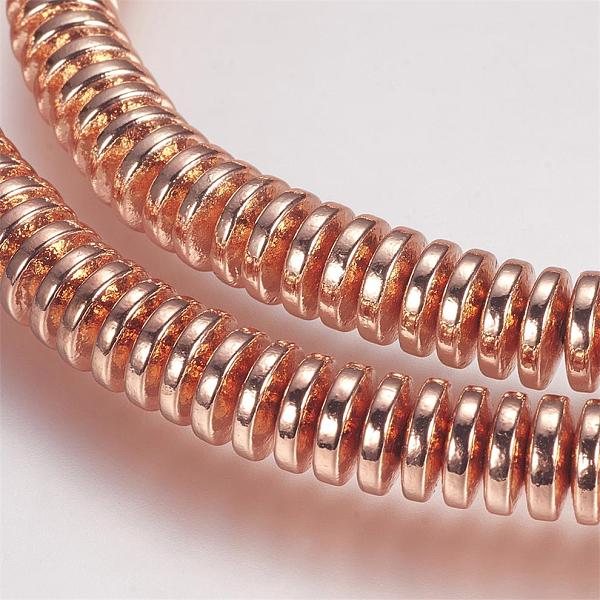 PandaHall Electroplate Non-magnetic Synthetic Hematite Beads Strands, Grade AA, Heishi Beads, Flat Round/Disc, Rose Gold Plated, 6~6.5x2mm...
