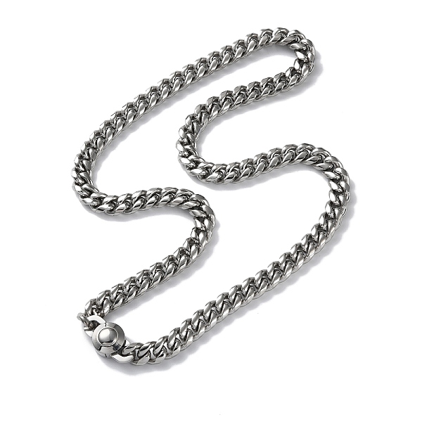 

PandaHall 304 Stainless Steel Cuban Link Chain Necklaces, Stainless Steel Color, 24.33 inch(61.8cm) 304 Stainless Steel