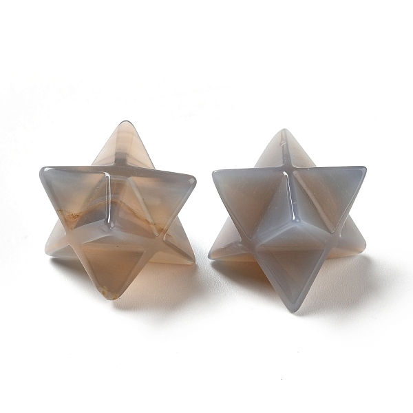 

PandaHall Natural Grey Agate Beads, No Hole/Undrilled, Merkaba Star, 14.5~15x14.5~15x14.5~15mm Grey Agate Star