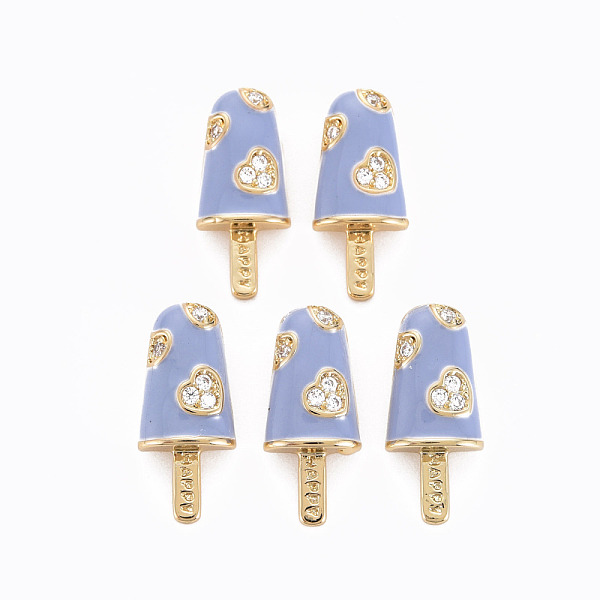 

PandaHall Brass Micro Pave Clear Cubic Zirconia Pendants, with Enamel, Cadmium Free & Nickel Free & Lead Free, Real 16K Gold Plated, Ice...
