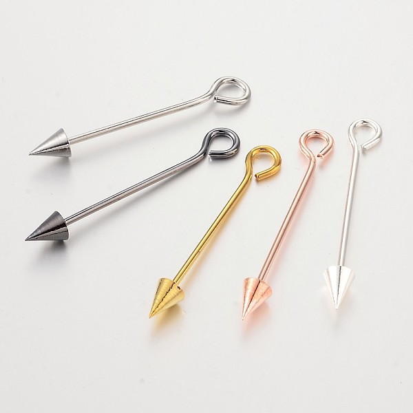 

PandaHall Brass Split Eye Pin, Arrow, Mixed Color, 52~59x6mm, Hole: 4mm, Pin: 1.5mm Brass