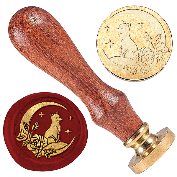 

PandaHall Flower Moon Fox 1" Wax Seal Stamp Vintage Sealing Stamps Removable Brass Head Seal Stamp with Wooden Handle Sealing Wax for...