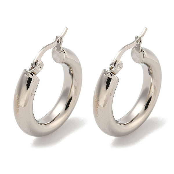 

PandaHall 202 Stainless Steel Hoop Earring, with 304 Stainless Steel Pins for Women, Stainless Steel Color, 27x5mm 202 Stainless Steel