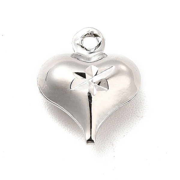 

PandaHall Rack Plating Brass Pendants, Long-Lasting Plated, Heart Charm, Platinum, 11.5x9x4mm, Hole: 1mm Brass Heart