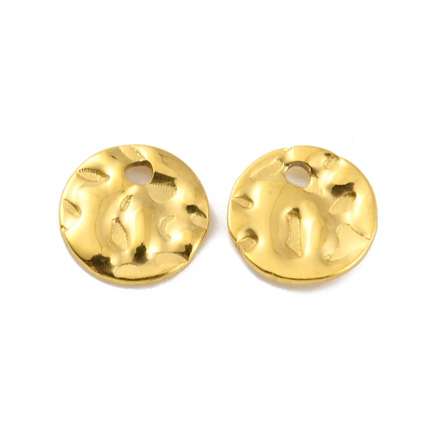 

PandaHall Ion Plating(IP) 304 Stainless Steel Charms, Textured Flat Round Charm, Real 18K Gold Plated, 8x1mm, Hole: 1.2mm 304 Stainless...